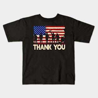 Patriotic American Flag Thank You Veterans Memorial Day USA Kids T-Shirt